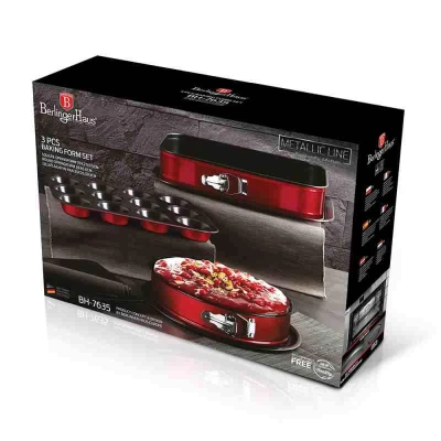 Berlingerhaus Sada pečicích forem s titanovým povrchem 3 ks Burgundy Metallic Line muffin