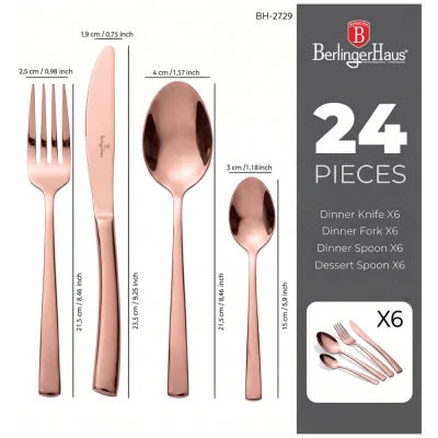 Berlingerhaus Sada příborů 24 ks nerez leštěný povrch Rosegold Collection