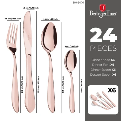 Berlingerhaus Sada příborů 24 ks Rosegold Metallic Line
