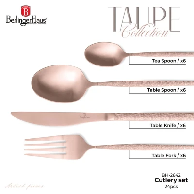 Berlingerhaus Sada příborů 24 ks satén Rosegold Metallic Line