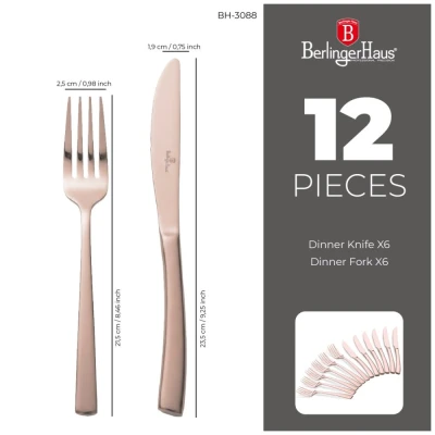 Berlingerhaus Sada příborů se steakovým nožem 12 ks nerez Rosegold Metallic Line