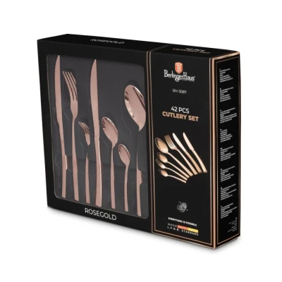 Berlingerhaus Sada příborů se steakovým nožem 42 ks nerez leštěný povrch Rosegold Collection
