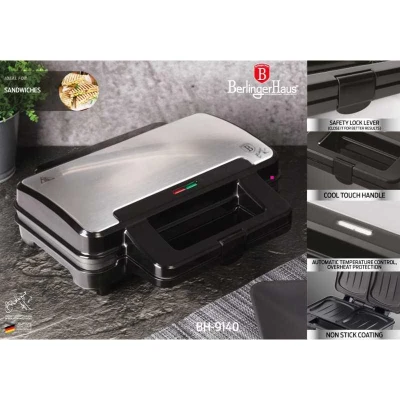 Berlingerhaus Sendvičovač s nepřilnavým povrchem 900 W Black Silver Collection