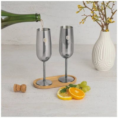 Berlingerhaus Sklenice na šampaňské sada 2 ks 260 ml stříbrná