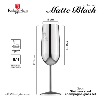 Berlingerhaus Sklenice na šampaňské sada 2 ks 260 ml stříbrná