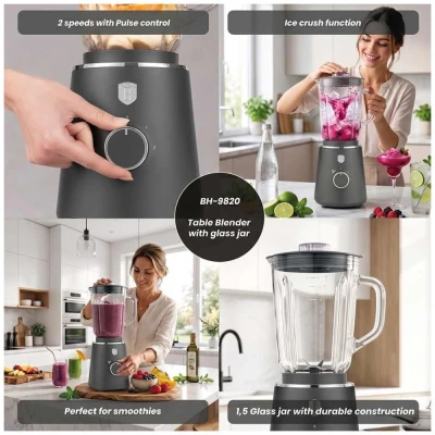 Berlingerhaus Stolní mixér 1000 W se skleněnou nádobou 1,5 l Antracit Collection