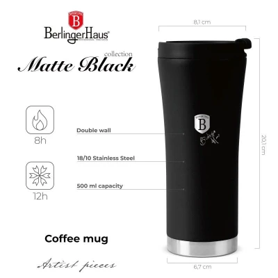 Berlingerhaus Termohrnek s dvojitou stěnou nerez 0,5 l Matte Black Collection