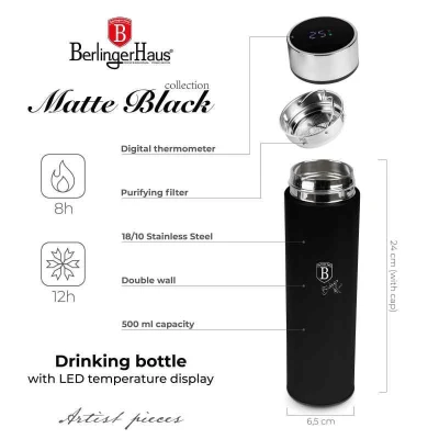 Berlingerhaus Termoska nerez s LED displejem 500 ml Matte Black Collection