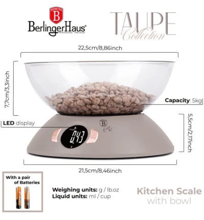 Berlingerhaus Váha kuchyňská s miskou Taupe Collection