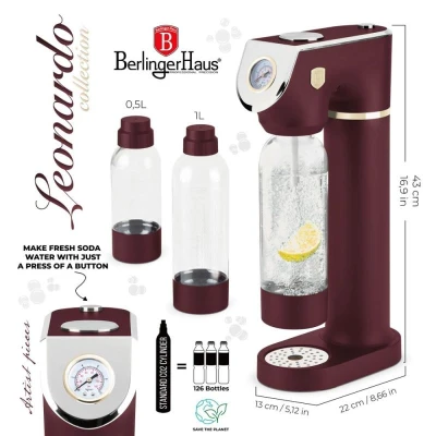 Berlingerhaus Výrobník sody SODABAR + 2 lahve Leonardo Colletion