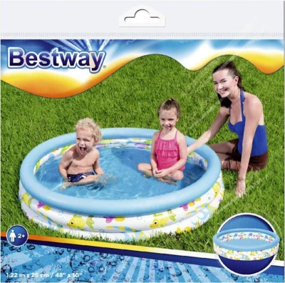 Bestway Bazén dětský nafukovací 3 komory korál 122x25cm kulatý 51009