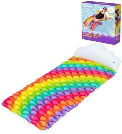 Bestway Lehátko nafukovací duhové 216x80cm matrace na vodu 44107