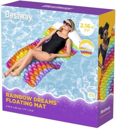 Bestway Lehátko nafukovací duhové 216x80cm matrace na vodu 44107