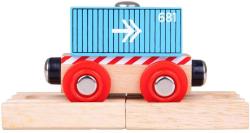 BIGJIGS TOYS DŘEVO Set vagón nákladní modrý kontejner + koleje 2ks BIGJIGS TOYS DŘEVO Set vagón nákladní modrý kontejner + koleje 2ks