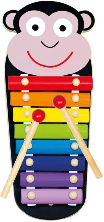 Bino Baby xylofon Opička 8 kláves 33cm duhový kov (hudební nástroje) Bino Baby xylofon Opička 8 kláves 33cm duhový kov (hudební nástroje)