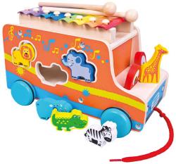 Bino DŘEVO Baby auto vkládačka s xylofonem 3v1 (dřevěná hračka)