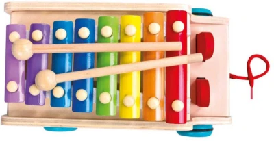 Bino DREVO Baby auto vkladačka s xylofónom 3v1 (drevená hračka)