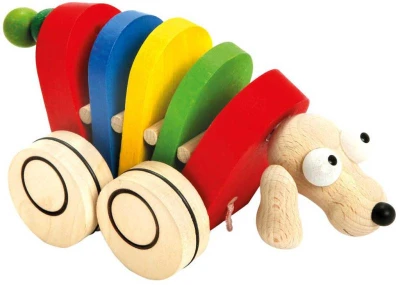 Bino DŘEVO Baby Pes tahací 19cm na kolečkách (dřevěná hračka) Bino DŘEVO Baby Pes tahací 19cm na kolečkách (dřevěná hračka)