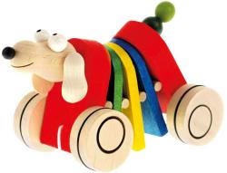 Bino DŘEVO Baby Pes tahací 19cm na kolečkách (dřevěná hračka)
