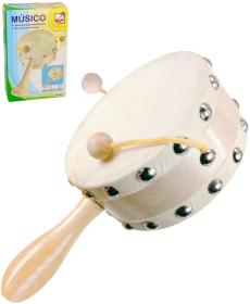Bino DŘEVO Bubínek s rukojetí a dvěma korálky (dřevěná hračka) Bino DŘEVO Bubínek s rukojetí a dvěma korálky (dřevěná hračka)