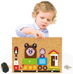 Bino DŘEVO Hra s kladívkem Máša a medvěd zatloukačka na desce