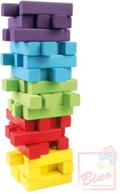 Bino DŘEVO Hra věž Jenga set 60 kostiček + kostka (dřevěná hračka)
