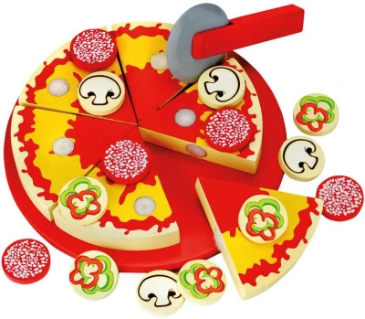 Bino DŘEVO Pizza krájecí set s nožíkem na suchý zip 32 dílků