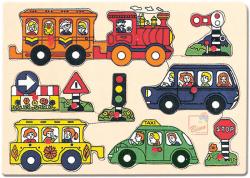 Bino DŘEVO Puzzle doprava (dřevěná hračka)