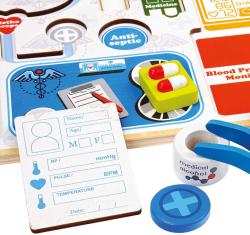 Bino DŘEVO Puzzle vkládací doktor 14 dílků 3D (dřevěná hračka)