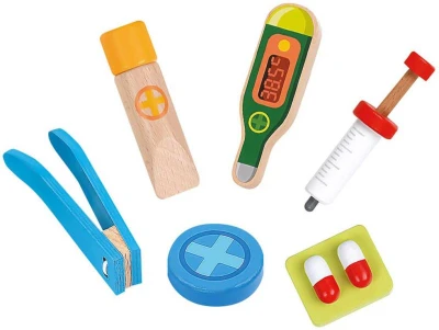 Bino DŘEVO Puzzle vkládací doktor 14 dílků 3D (dřevěná hračka)