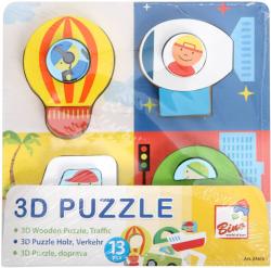 Bino DŘEVO Puzzle vkládací doprava 13 dílků 3D (dřevěná hračka)