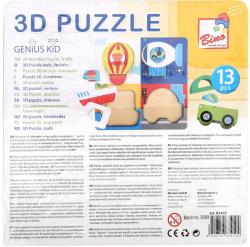 Bino DŘEVO Puzzle vkládací doprava 13 dílků 3D (dřevěná hračka)