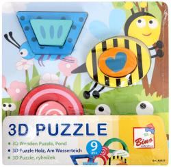 Bino DŘEVO Puzzle vkládací rybník 9 dílků 3D (dřevěná hračka)