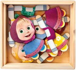 Bino DŘEVO Šatní skříň Máša a medvěd vkládací puzzle 18 dílků v boxu