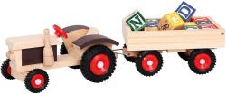 Bino DŘEVO Traktor gumová kola + vlečka (dřevěná hračka)