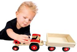 Bino DŘEVO Traktor Zetor set s vlečkou (dřevěná hračka)