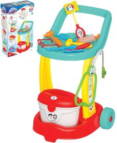 Bino Lékařský vozík 32x48x36cm + dětské lékařské potřeby plast