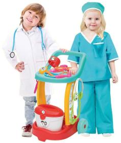 Bino Lékařský vozík 32x48x36cm + dětské lékařské potřeby plast