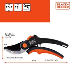 Blackdecker Nůžky zahradní s pogumovanou rukojetí