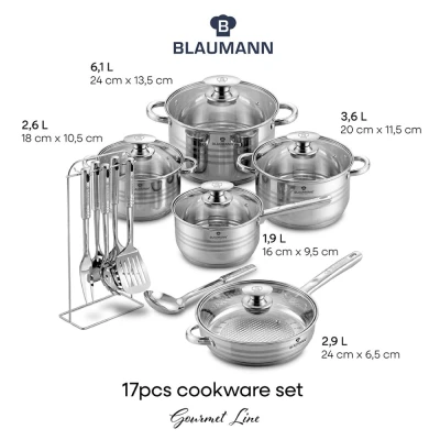 Blaumann Sada nádobí nerez 17 ks Jumbo Gourmet Line