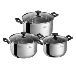 Blauman Sada nádobí nerez 6 ks 16/20/24 cm Gourmet Line černé rukojeti Blauman Sada nádobí nerez 6 ks 16/20/24 cm Gourmet Line černé rukojeti