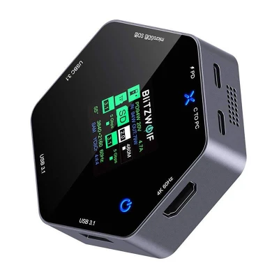 BlitzWolf BW-TH16 tmavě šedá 8v1 100W LCD USB-C dokovací stanice
