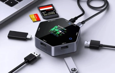 BlitzWolf BW-TH16 tmavě šedá 8v1 100W LCD USB-C dokovací stanice