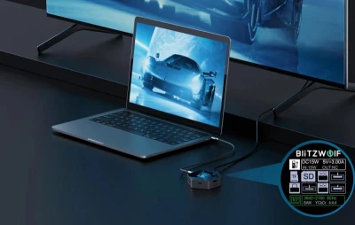 BlitzWolf BW-TH16 tmavě šedá 8v1 100W LCD USB-C dokovací stanice