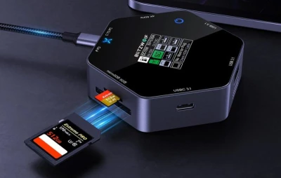 BlitzWolf BW-TH16 tmavě šedá 8v1 100W LCD USB-C dokovací stanice