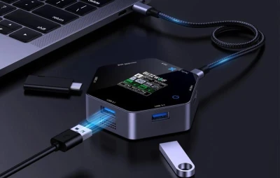 BlitzWolf BW-TH16 tmavě šedá 8v1 100W LCD USB-C dokovací stanice