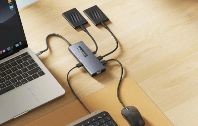 BlitzWolf BW-NEW TH8 stříbrný 10v1 USB-C hub s napájením