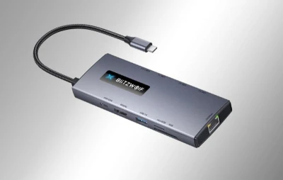 BlitzWolf BW-NEW TH8 stříbrný 10v1 USB-C hub s napájením
