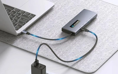 BlitzWolf BW-NEW TH8 stříbrný 10v1 USB-C hub s napájením