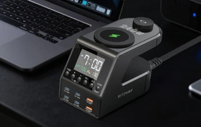 Blitzwolf Budík BW-FW10 s nabíječkou 2xUSB-A, 4xUSB-C, 240W
